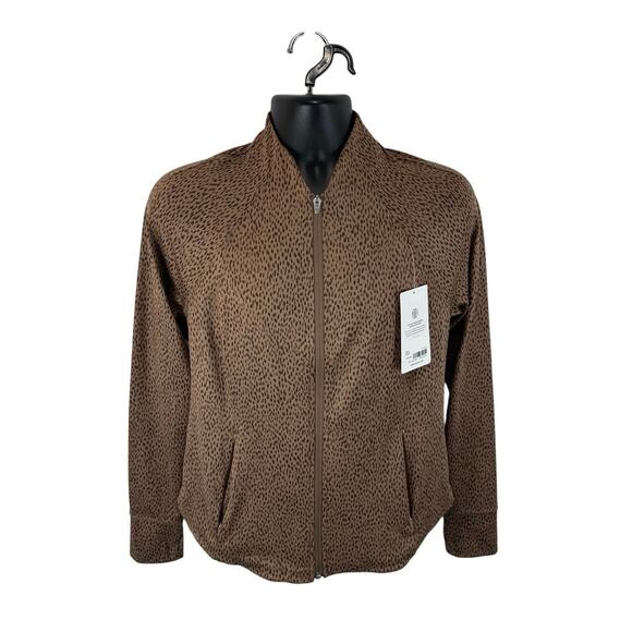 Athleta Salutation Jacket Sz Large Animal Print Cheetah Performance Athletic NWT - Picture 1 of 16